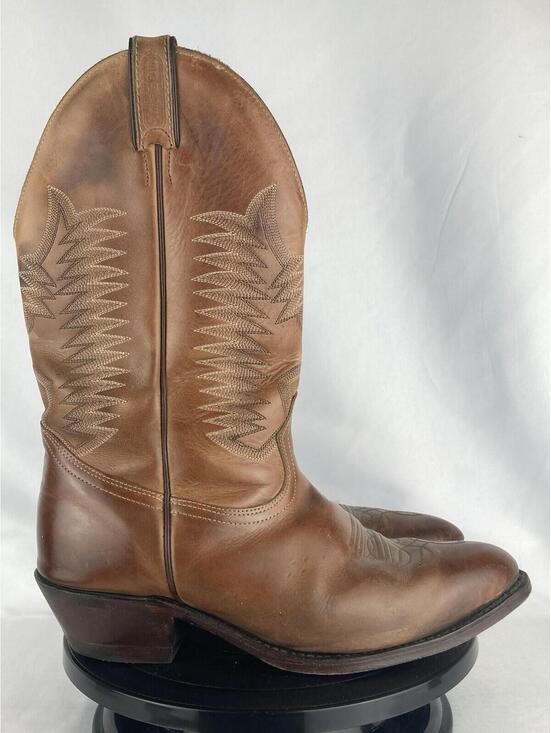 Men’s Size 10 EEE (Triple Wide) Boulet 1828 Brown Leather Mid-Calf Cowboy Boots